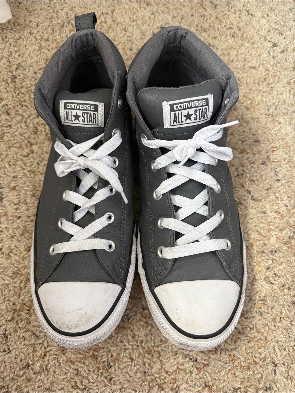 Converse High-Top Sneakers in Gray and White